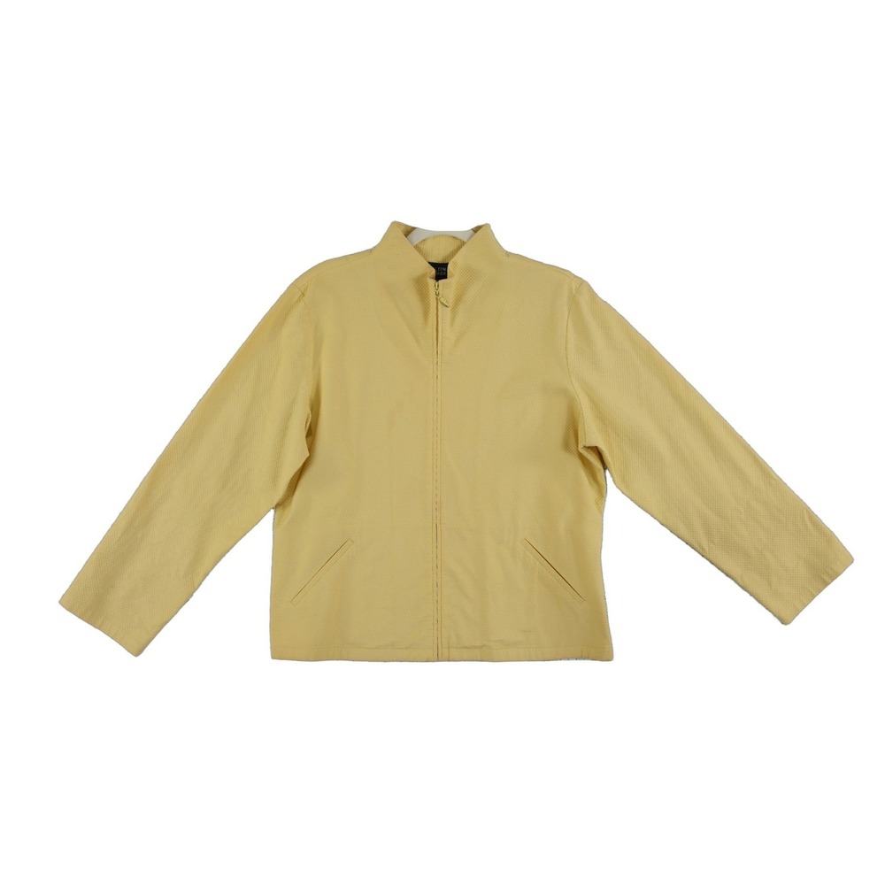 Eileen Fisher Jacket Top Women's Size XL Yellow Textured Full Zip Stretch